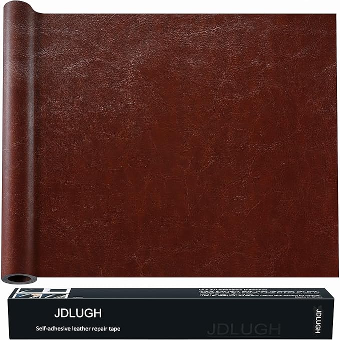 JDLUGH Sofa Leather Repair Patch Tape 15x60 Inch Large Self Adhesive Leather Sofa, Car Seat, Leather Furniture, Vinyl Repair Patch Kit (15x60 Inch,Brown 3.0/Dark Brown 3.0)