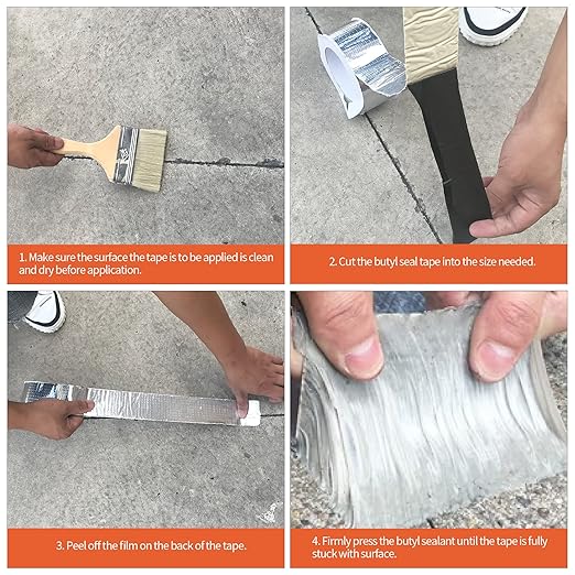 ADHES Butyl Tape Waterproof Tape Aluminum Foil Tape Sealan Tape 2inch x 16feet, for RV Repair, Window, Boat and Pipe Sealing, Glass & EDPM Rubber Roof Patching,30ROLLS(Model:RAY100-2,Glue Color:Grey)