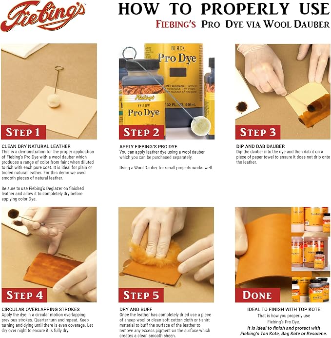 Fiebing's Pro Dye Leather Dye (4 Fl Oz) - Alcohol-Based, Penetrating, Permanent Dye for Shoes, Belts, Furniture - Vivid Color, Superior Color Fastness