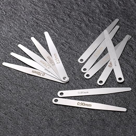 HARFINGTON 6pcs Metric Thickness Feeler Gauge 0.04mm Single Blade Oval Feeler Gauge 304 Stainless Steel Gap Measuring Tool for Repair Valve Guitar Spark Plug