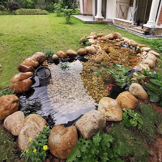 Adroiteet 10 x 15 FT Pond Liner, 20 Mil Fish Pond HDPE Liner, Pond Liners for Outdoor Ponds, Koi Ponds, Garden Fountain, Waterfall