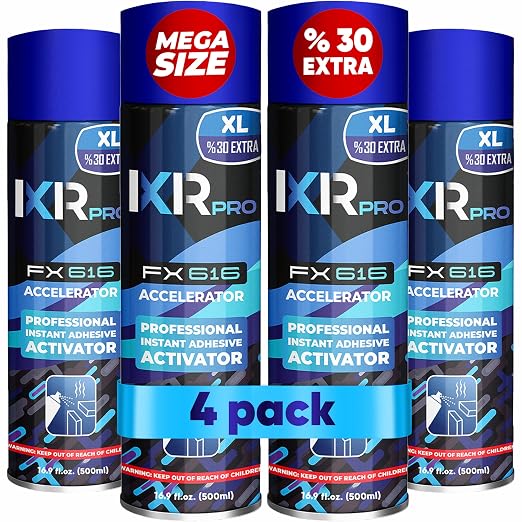 ixirpro CA Glue Activator Spray (4x16.9 oz) – Super Glue Accelerator for Instant Bonding | Fast-Drying Cyanoacrylate Activator for Woodworking, Plastic, Metal, 3D Printing, Guitar, DIY, and Repairs
