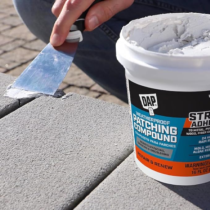 DAP Weatherproof Patching Compound, White, 16 Oz (7079818741) (Pack of 1)