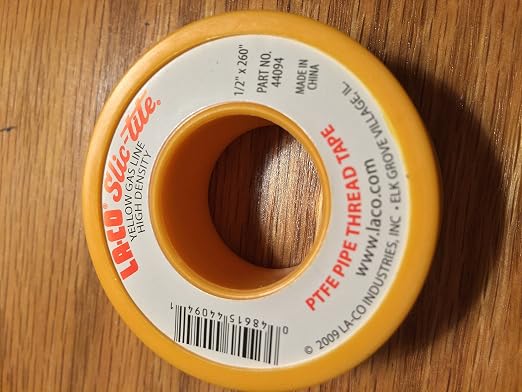 LA-CO 44094 Slic-Tite PTFE Gas Line Pipe Thread Tape, Premium Grade, [260" Length, 1/2" Wide], Yellow