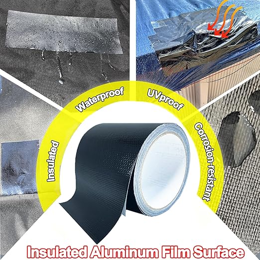 Awning Waterproof Repair Tape, 4IN x 20FT Heavy Duty Outdoor Canvas Tarp Repair Patch Kit, for Tent, Boat Covers, Canopy, Sail, UVproof, Black