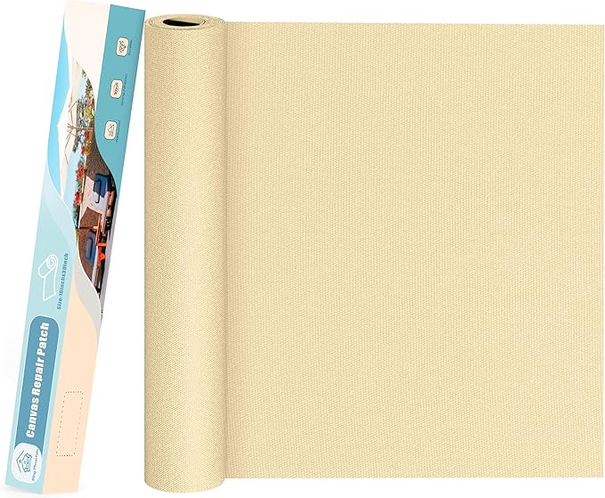 KING MOUNTAIN Canvas Repair Patch 16×30 Inch Self-Adhesive Waterproof Fabric Patch for Sofas, Tents, Furniture,Tote Bags, Car Seats (Beige)