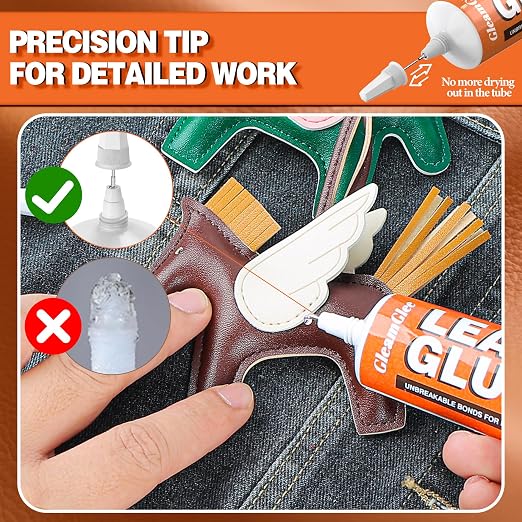 Leather Glue Clear 60ml – Heavy Duty, Flexible & Waterproof Leather Repair Adhesive for Shoes, Jackets, Handbags, Purses, Sofa, Furniture & Car Seats