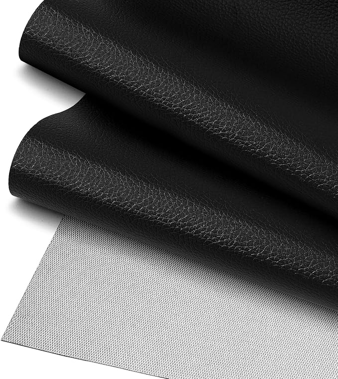 Marine Vinyl Upholstery Faux Leather Fabric 78"x55" Black Lychee Grain Faux Leather Sheets – Soft Synthetic Leather Material for Furniture Renewal, Boat, Sofa, Chair, Upholstery Crafts