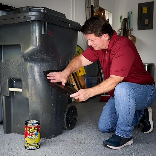 Flex Tape, Original Thick Flexible Rubberized Waterproof Tape - Seal and Patch Leaks, Works Underwater, Indoor Outdoor - Home RV Roof Plumbing and Pool Repairs, Black, 12 in x 10 ft, Pack of 1