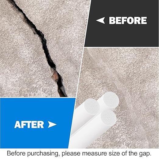 MYFAMIREA 20FT Backer Rod 3/8 Inch EPDM Rubber Caulk Saver Weather Strip Seal Concrete Expansion Joint Filler for Gaps and Joints, White