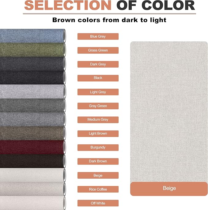 Fine Linen Fabric Patches, Self-Adhesive, Extra Large 12x40 Inch, Multi Color, for Sofa & Furniture Repair (Beige)