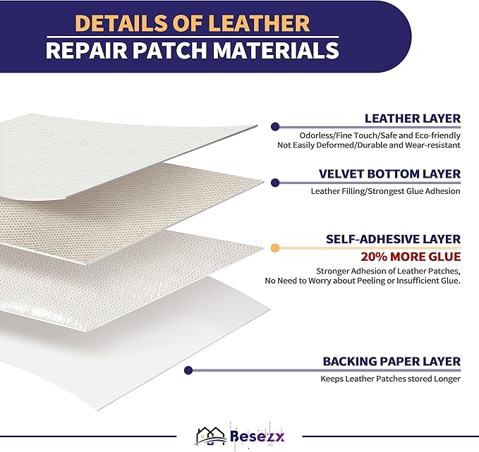 Leather Repair Patch Tape Kit, Self Adhesive Leather Repair for Furniture, Couch, Sofa, Car Seats,Office Chair,Vinyl Repair Kit.30inx16in