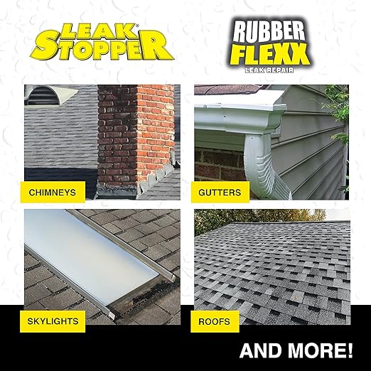 Leak Stopper Rubber Flexx – 18oz Waterproof Repair & Sealant Spray - Point & Spray to Seal Cracks, Holes, Leaks, Corrosion & More | Black – 2 cans