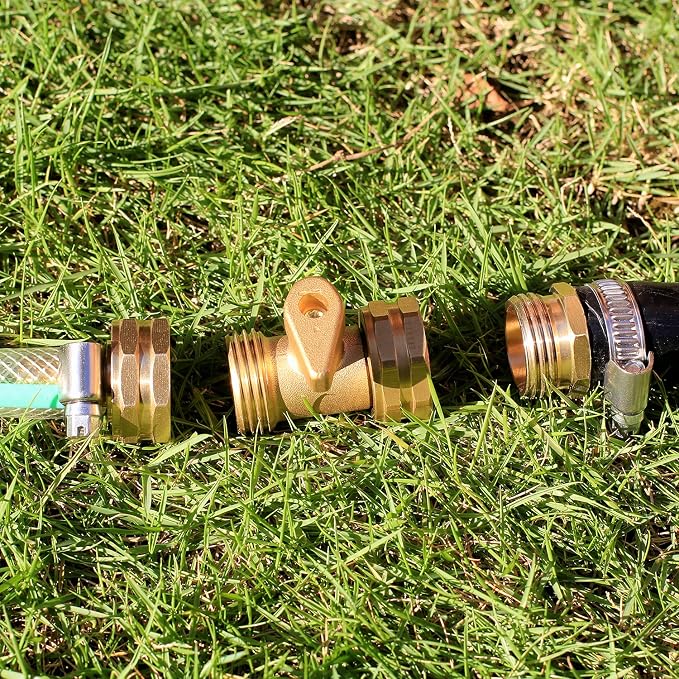 Solid Brass Garden Hose Repair kit Connector with Clamps 5/8" Barb x 3/4" Female,Fit for Garden Hose Fitting,Male and Female Hose Fittings