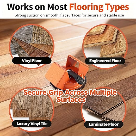 Floor Gap Fixer Tool Kit – 45° Laminate Floor Gap Repair Tool with Strong Suction Cup & Adhesive Pads, Heavy Duty Plank Puller for Vinyl, LVP & Wood Floors