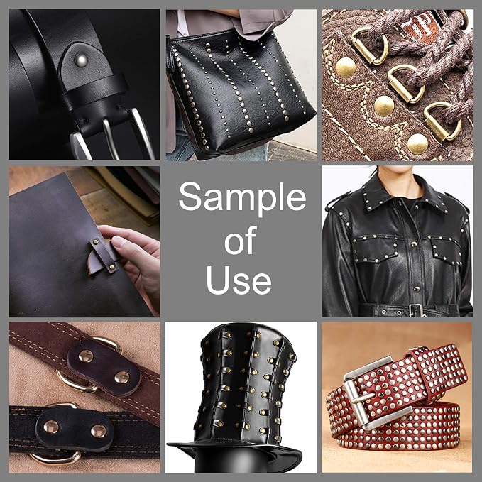 YORANYO 340 Sets Leather Rivets Kit Mixed Sizes Rivets for Leather Double Cap Rivets Studs for Clothing Fabric with Leather Crafting Rivet Tool for Repair Decorate Clothes Shoes Bags Belts (Silver)