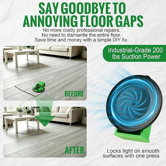 Floor Gap Fixer Tool With 6pcs Sticky Pads, Heavy-Duty Floor Repair Suction Cup Tool For Gaps, Laminate Flooring Tools To Close Gaps, For Smooth Surface Wood Tile Hardwood Floors Gaps (Green)