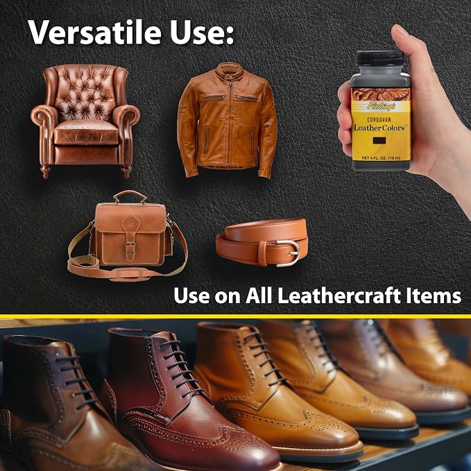 Fiebing's LeatherColors (4 Fl Oz, Cordovan) - Leather Dye for Natural Leather - Water-Based, Non-Flammable Formula - Permanent & Penetrating Color for Shoes, Boots, Furniture - Safe for Institutions