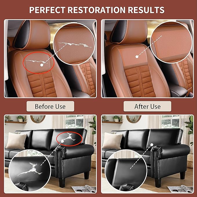 Leather Repair Patch Tape Kit, Self Adhesive Leather Repair for Furniture, Couch, Sofa, Car Seats,Office Chair,Vinyl Repair Kit.4.8inx60in