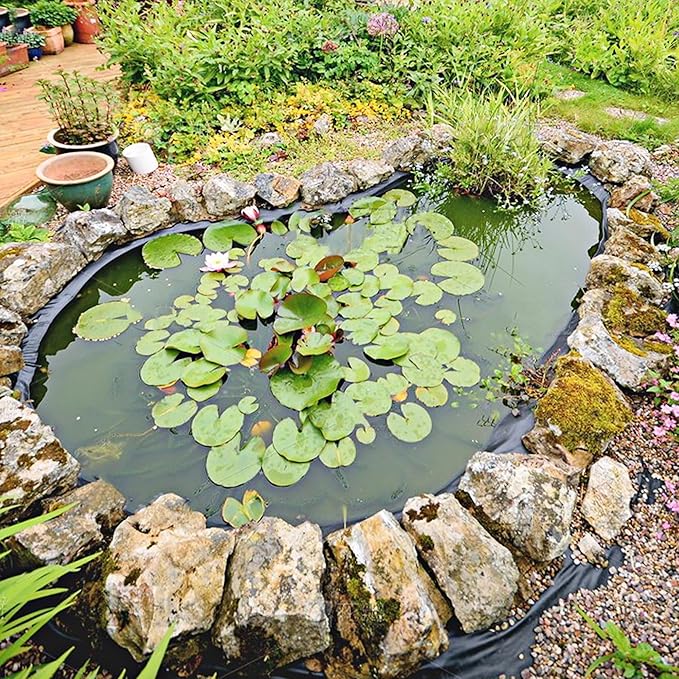 Adroiteet 10 x 10 FT Pond Liner, 20 Mil Fish Pond HDPE Liner, Pond Liners for Outdoor Ponds, Koi Ponds, Garden Fountain, Waterfall