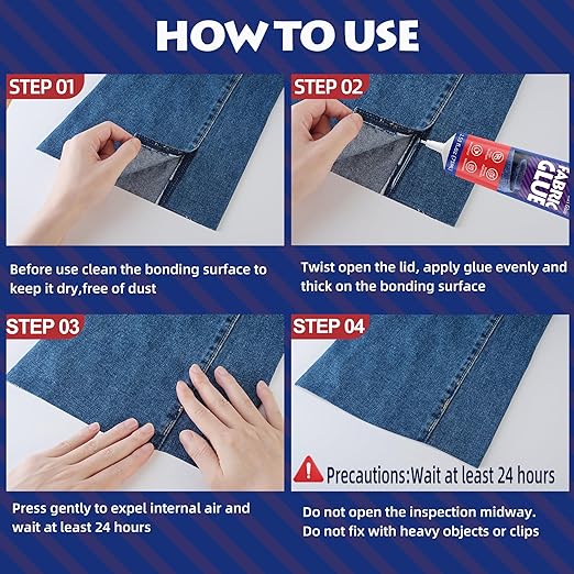 YAFLC Fabric Glue Permanent, Fabric Glue for Patch, Clear Fabrics Adhesive for Clothing Permanent Washable for All Cotton, Denim, Flannel, Polyester 75 ml