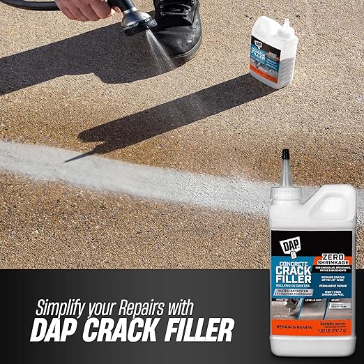 Fast Drying DAP - Concrete Crack Filler - 1.62 LBs - Permanently Fill Concrete, Stone, and Masonry Surfaces – Available with Omni Depot Chemical-Resistant Gloves