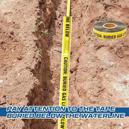 2 Rolls " Caution Buried Gas Line Below" 2 Inch x 1000 Feet Warning Tape