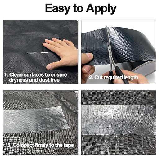 Awning Waterproof Repair Tape, 4IN x 20FT Heavy Duty Outdoor Canvas Tarp Repair Patch Kit, for Tent, Boat Covers, Canopy, Sail, UVproof, Black
