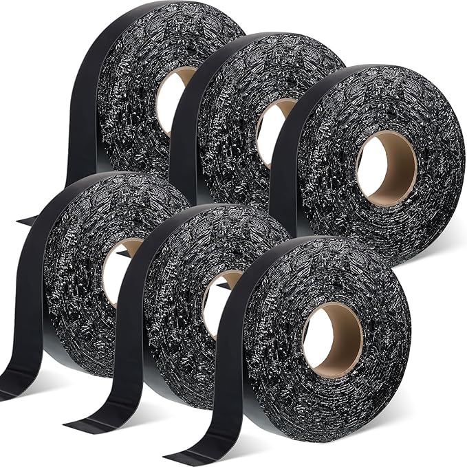 Fabbay 6 Rolls 1.18 Inch Asphalt Crack Filler Driveway Asphalt Tape for Repair Joint and Crack Sealer for Tarmac Parking Lot Roof Cement Road, 50 Feet Each Roll