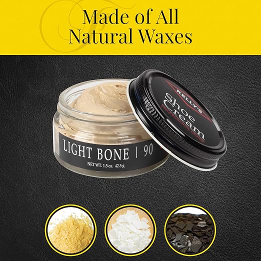Kelly's Light Bone Shoe Polish 1.5 oz - Professional Leather Shoe Cream