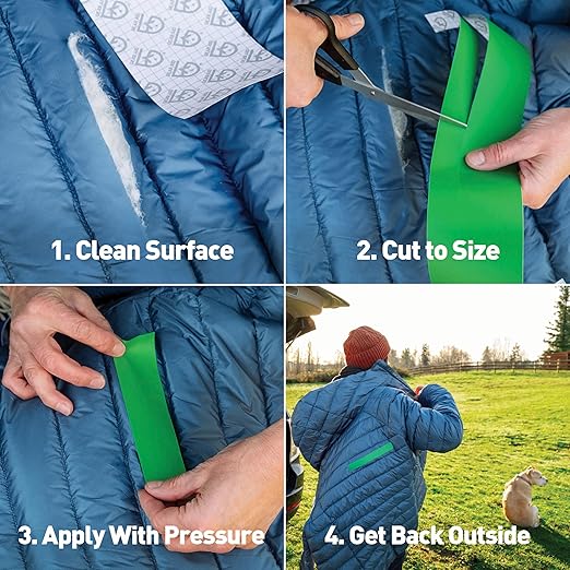 GEAR AID Tenacious Tape 3” x 20” Fabric and Vinyl Gear Repair Tape, Fix Holes and Rips in Puffy Jackets, Rain Gear, Tents, Sleeping Bags and Outdoor Equipment, Green, 2 Rolls