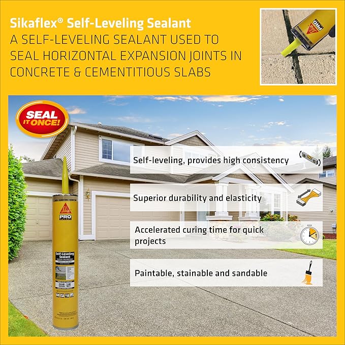 SIKA Sikaflex Self Leveling Sealant, Sandstone, 29 fl oz fL, Polyurethane, Sealing Horizontal Expansion Joints in Concrete, Accelerated Curing, Self-Leveling, Durable