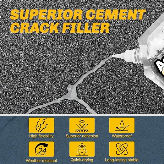 Concrete Crack Filler, 4.4LB Cement Crack Filler, Magic Crack Filler for Concrete, Driveway, Tile, Walkway, Patio, Joint, Indoor and Outdoor - Grey (70oz)