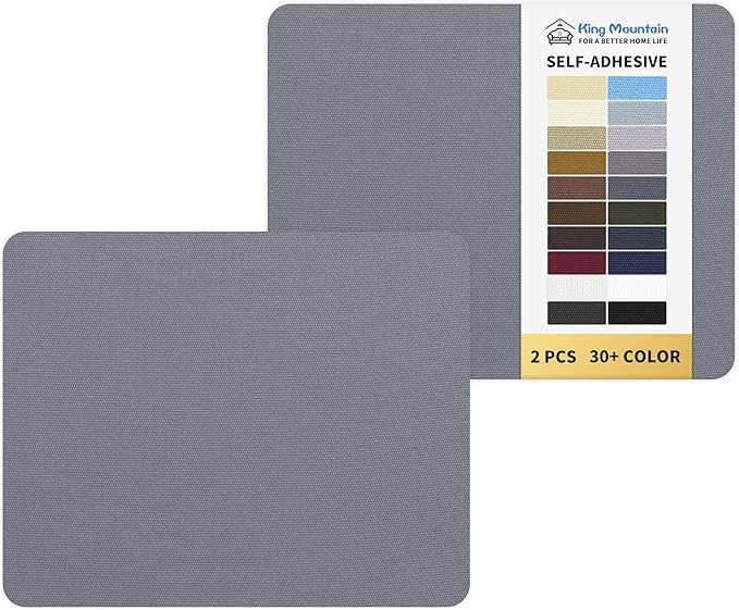 KING MOUNTAIN Canvas Repair Patch 9 x11 Inch 2 Pcs Self-Adhesive Waterproof Fabric Patch for Sofas, Tents, Furniture,Tote Bags, Car Seats (Grey-1)
