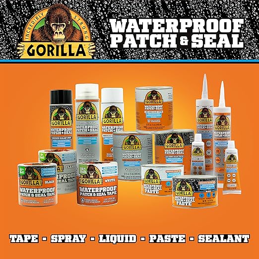 Gorilla Patch & Seal Liquid Rubber Waterproof Sealant, Black, 32 Ounce (Pack of 1) - Seals Out Water, Air, and Moisture