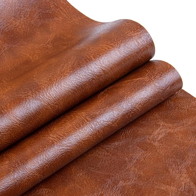 Faux Leather Fabric Sheet, 36 x 54 Inches, Texture Synthetic Material for DIY Crafts, Leather earings,Upholstery, Automotive, Sofa Projects Individual 1 Yard Cut (Brown, One Yard)