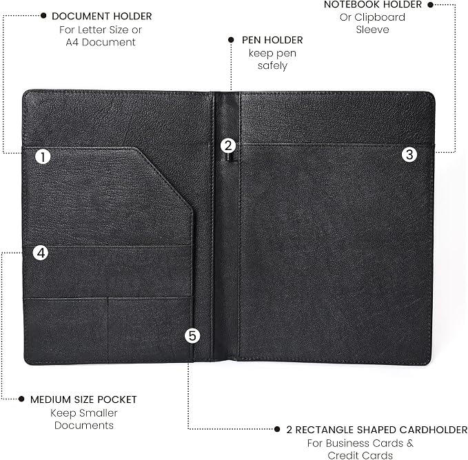Merbaa Handmade Leather File Folder for Men & Women – Premium Grain Letter Size Document Holder – Resume & Paper Organizer – Rustic Padfolio for Office, Meetings & Interviews