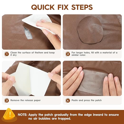 Transparent Leather Repair Patches, 5.5" x 8", 6 Sheets, Self-Adhesive Leather Repair Kit for Furniture, Sofas, Car Seats, Office Chairs and Vinyl Repair.（Semi-Transparent）