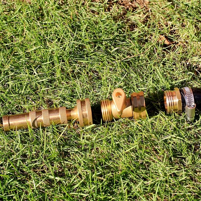 Solid Brass Garden Hose Repair kit Connector with Clamps 3/4" Barb x 3/4" Male,Fit for Garden Hose Fitting,Male and Female Hose Fittings