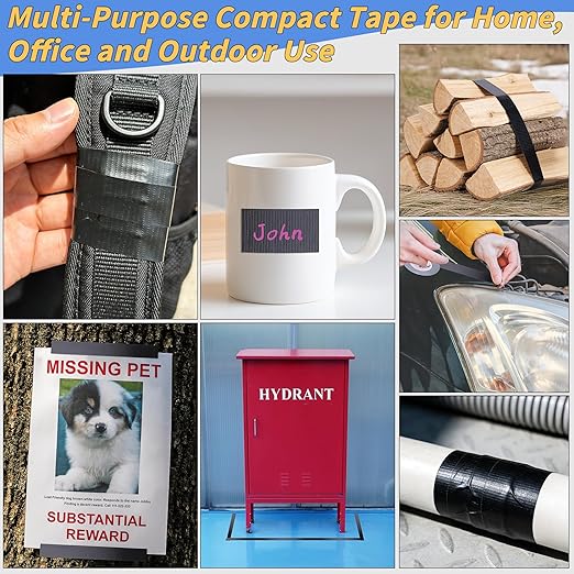 10 Pack Mini Black Duct Tape, 1" X 150 Yards Travel Size Duct Tape, Pocket Size Heavy Duty Waterproof No Residue Tear by Hand, Multi-Use for Indoor & Outdoor Repairs, travel camping DIY projects