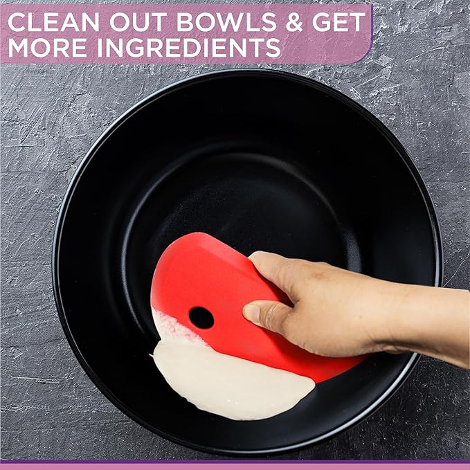 Zoie + Chloe Multipurpose Silicone Bowl Scraper - Dough Scraper for Cleaning Mixing Bowls, Baking Pan - Silicone Scraper Spatula For Painting, Smoothing, Frosting, Cake Decorating - Gray, 7x3.75