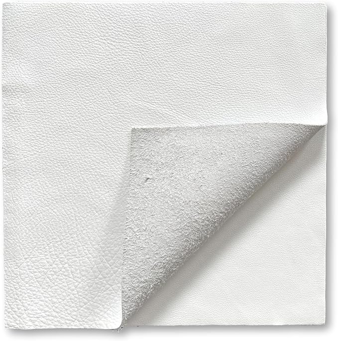 Natural Grain Cow Leathers: 12'' x 12'' Pre-Cut Leather Pieces (White, 5 Pieces)