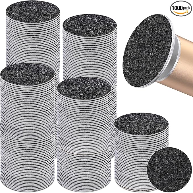Gisafai 1000 Pcs Replaceable Sandpaper Refill Discs Bulk 60 Grit Replacement Sandpaper Pad Discs for Electric Foot File Callus Remover Black Tool Foot File Disks for Cracked Heels Dead Skin
