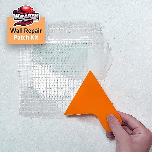 Kraken Bond Drywall Patch Repair Kit - (1x8 fl.oz.) Easy to Use Wall Patch Repair Kit for Drywall Hole & Cracks, Includes Aluminum Self-Adhesive Patch, Grit Sandpaper, Plastic Putty Knife, 1 Pack