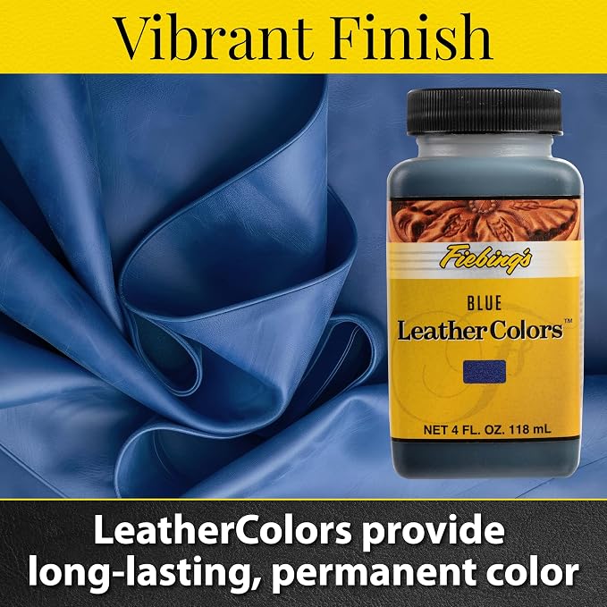 Fiebing's LeatherColors (4 Fl Oz, Blue) - Leather Dye for Natural Leather - Water-Based, Non-Flammable Formula - Permanent & Penetrating Color for Shoes, Boots, Furniture - Safe for Institution Use