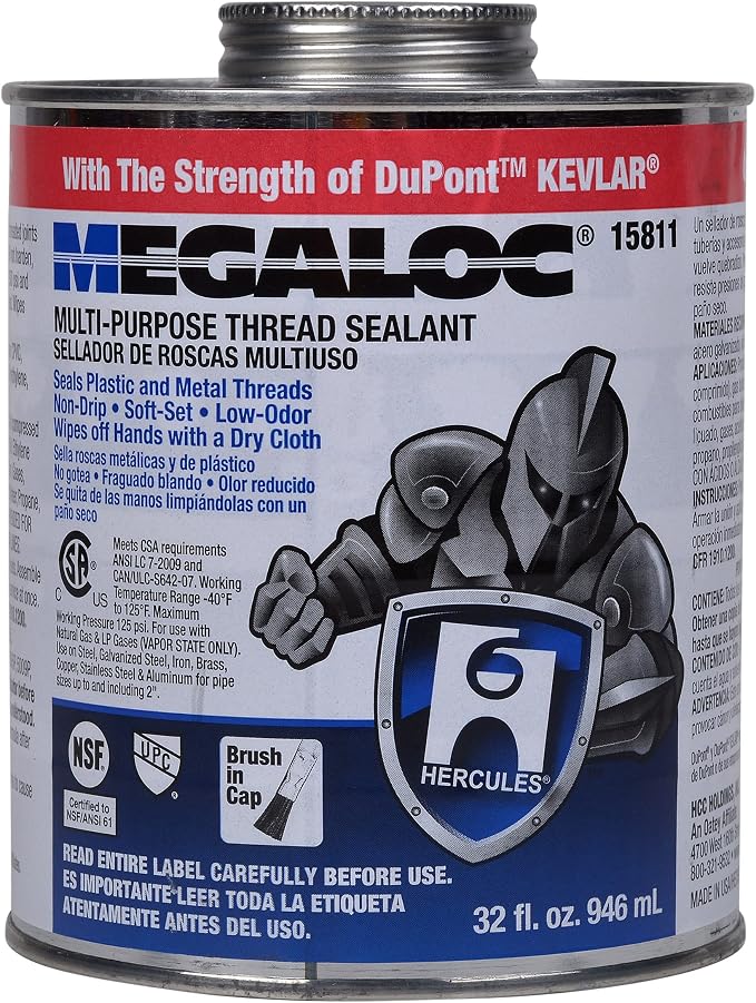Oatey 15811 Hercules Megaloc Multi-Purpose Thread Sealant, 32 oz.