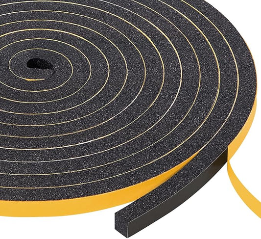 Yotache Foam Weather Stripping 1/4" W X 1/4" T, New Adhesive Craft, Insulation Soundproofing Strips Tape Gasket Seal for Door Frame and Window, Sliding Door Jamb, Total 30 Ft