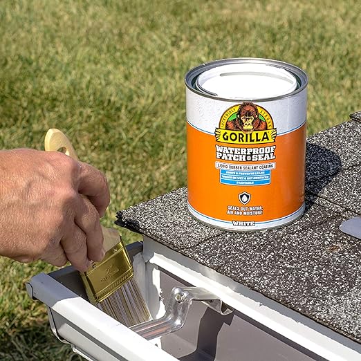 Gorilla Patch & Seal Liquid Rubber Waterproof Sealant, White, 32 Ounce (Pack of 1) - Seals Out Water, Air, and Moisture