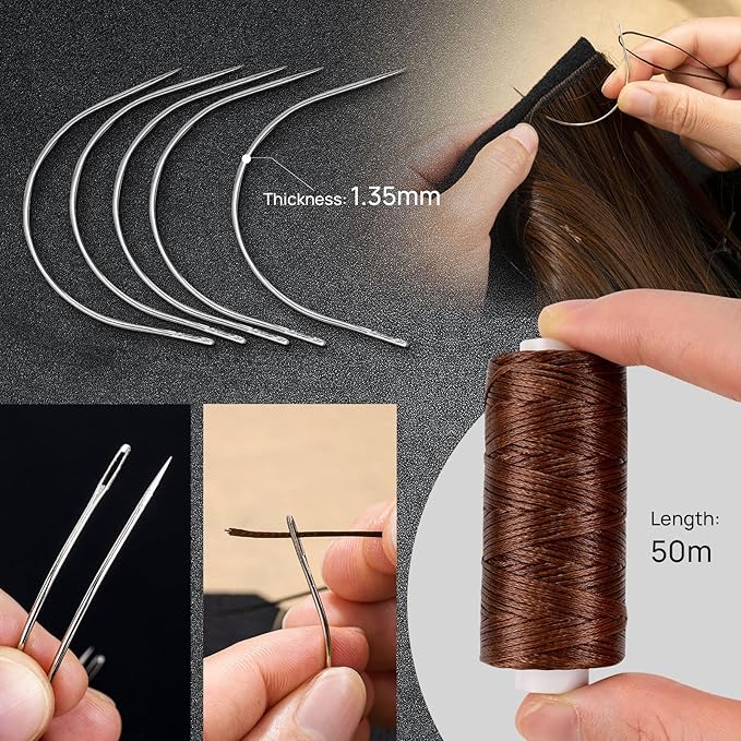 NEWISHTOOL Hair Extension Tool Kit - Silicone Micro Beads, Stainless Steel Beads Plier, Metal Bead Threader and Needle Pulling Hook for Beading Hair Extensions, Girls Cosplay Party Hair Styling Tool