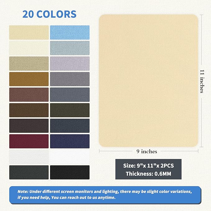 KING MOUNTAIN Canvas Repair Patch 9 x11 Inch 2 Pcs Self-Adhesive Waterproof Fabric Patch for Sofas, Tents, Furniture,Tote Bags, Car Seats (Beige2.0)
